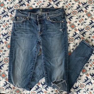 7 FOR ALL MANKIND the skinny DESTROYED jeans sz 31